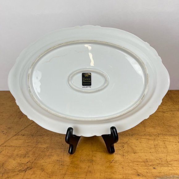 Crown Bavaria Juliette Oval Serving Platter 13" Floral Made in Germany - Picture 2 of 8